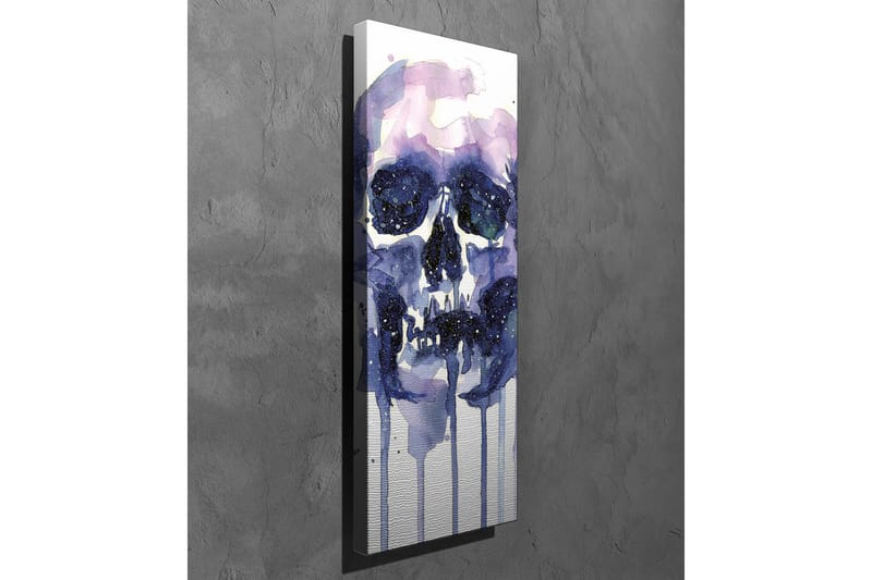 Lerretsbilde - Mørk og mystisk hodeskalle med stjernelignende detaljer - Lilla / Mørk blå / Hvit - Innredning - Bilder & kunst - Lerretsbilder