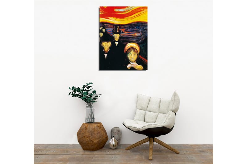 Lerretsbilde - Mørk silhuett av mennesker med en intenst farget himmel i bakgrunnen - Rød / Svart / Gul - Innredning - Bilder & kunst - Lerretsbilder