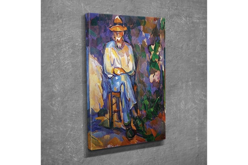 Lerretsbilde - Mann sittende på en stol med hatt - Lilla / Blå / Grønn - Innredning - Bilder & kunst - Lerretsbilder