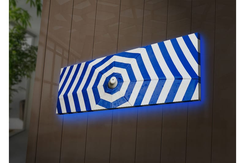 Lerretsbilde med LED-belysning 30x90 cm - Abstrakt komposisjon med blå og hvite striper - Blå / Hvit - Innredning - Bilder & kunst - Lerretsbilder