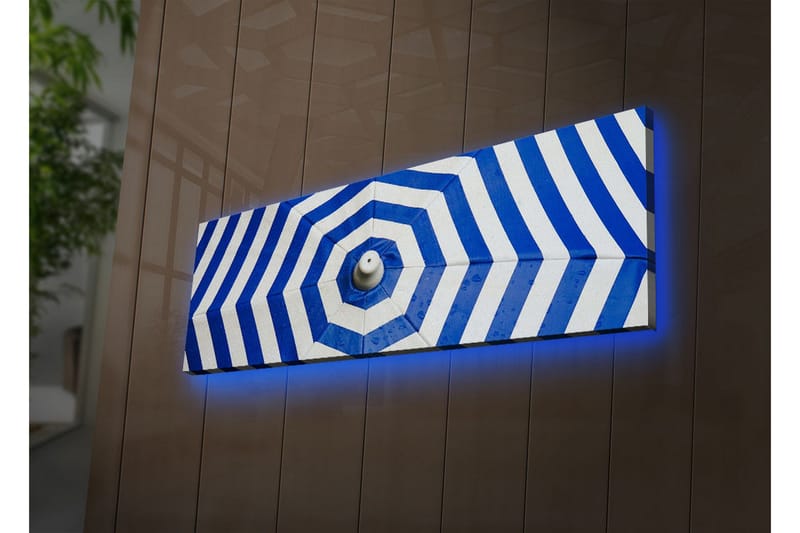 Lerretsbilde med LED-belysning 30x90 cm - Abstrakt komposisjon med blå og hvite striper - Blå / Hvit - Innredning - Bilder & kunst - Lerretsbilder