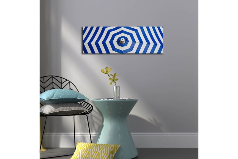 Lerretsbilde med LED-belysning 30x90 cm - Abstrakt komposisjon med blå og hvite striper - Blå / Hvit - Innredning - Bilder & kunst - Lerretsbilder