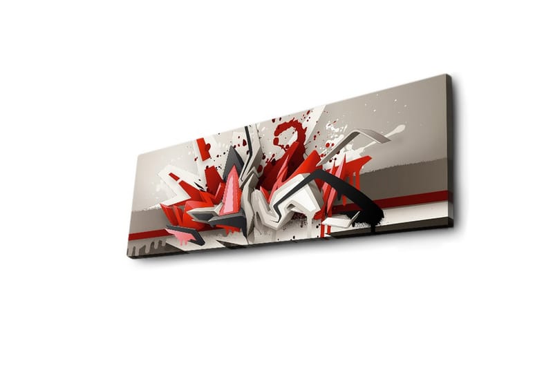 Lerretsbilde med LED-belysning 30x90 cm - Abstrakt komposisjon med dynamiske former i rødt og svart - Rød / Svart / Hvit - Innredning - Bilder & kunst - Lerretsbilder