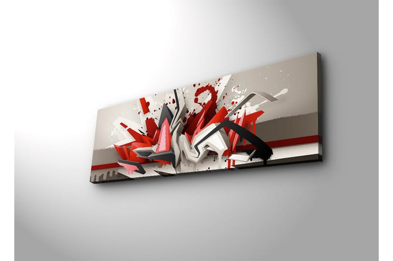 Lerretsbilde med LED-belysning 30x90 cm - Abstrakt komposisjon med dynamiske former i rødt og svart - Rød / Svart / Hvit - Innredning - Bilder & kunst - Lerretsbilder