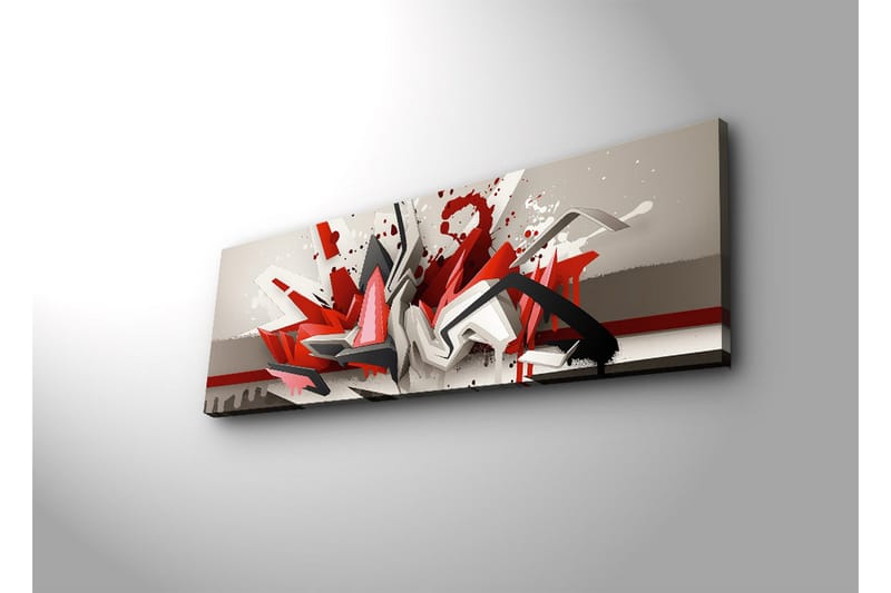 Lerretsbilde med LED-belysning 30x90 cm - Abstrakt komposisjon med dynamiske former i rødt og svart - Rød / Svart / Hvit - Innredning - Bilder & kunst - Lerretsbilder
