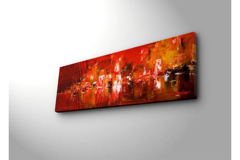 Lerretsbilde med LED-belysning 30x90 cm - Fargerik abstrakt komposisjon med elementer av rødt og oransje - Rød / Oransje / Svart - Innredning - Bilder & kunst - Lerretsbilder
