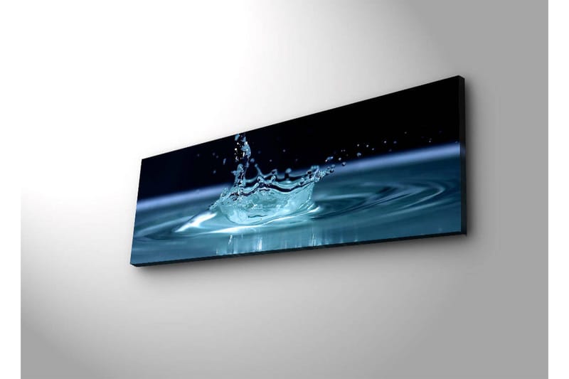 Lerretsbilde med LED-belysning 30x90 cm - Vannsprut som skaper en elegant krusning på overflaten - Blå / Turkis - Innredning - Bilder & kunst - Lerretsbilder
