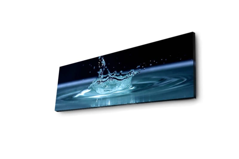 Lerretsbilde med LED-belysning 30x90 cm - Vannsprut som skaper en elegant krusning på overflaten - Blå / Turkis - Innredning - Bilder & kunst - Lerretsbilder