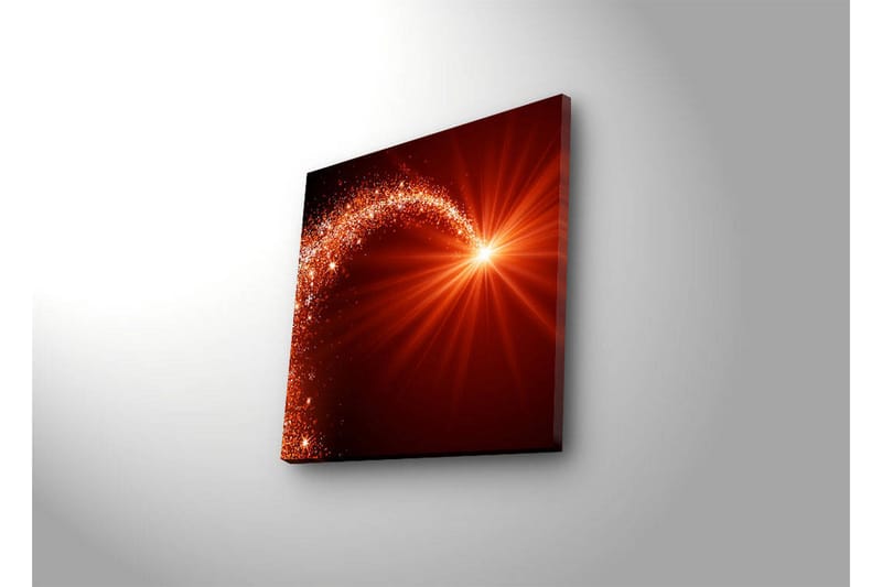 Lerretsbilde med LED-belysning 40x40 cm - Glitrende stjernelys med en dynamisk kurve - Rød / Oransje / Gull - Innredning - Bilder & kunst - Lerretsbilder