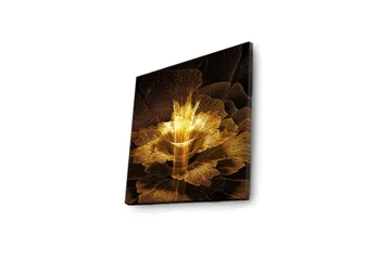 Lerretsbilde med LED-belysning 40x40 cm - Lysende blomst i abstrakt stil - Gull / Svart / Brun - Innredning - Bilder & kunst - Lerretsbilder