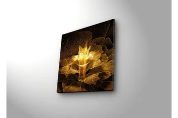 Lerretsbilde med LED-belysning 40x40 cm - Lysende blomst i abstrakt stil - Gull / Svart / Brun - Innredning - Bilder & kunst - Lerretsbilder