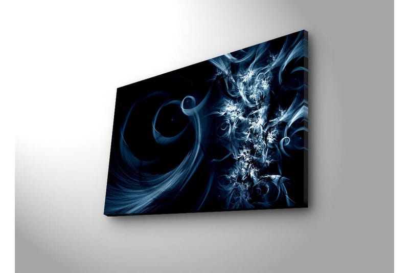 Lerretsbilde med LED-belysning 45x70 cm - Abstrakt komposisjon med svarte og blå virvler - Mørk blå / Lys blå / Svart - Innredning - Bilder & kunst - Lerretsbilder