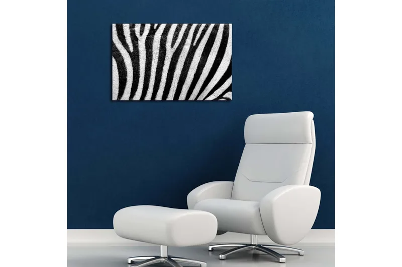 Lerretsbilde med LED-belysning 45x70 cm - Sebra med kontrasterende svarte og hvite striper - Svart / Hvit - Innredning - Bilder & kunst - Lerretsbilder