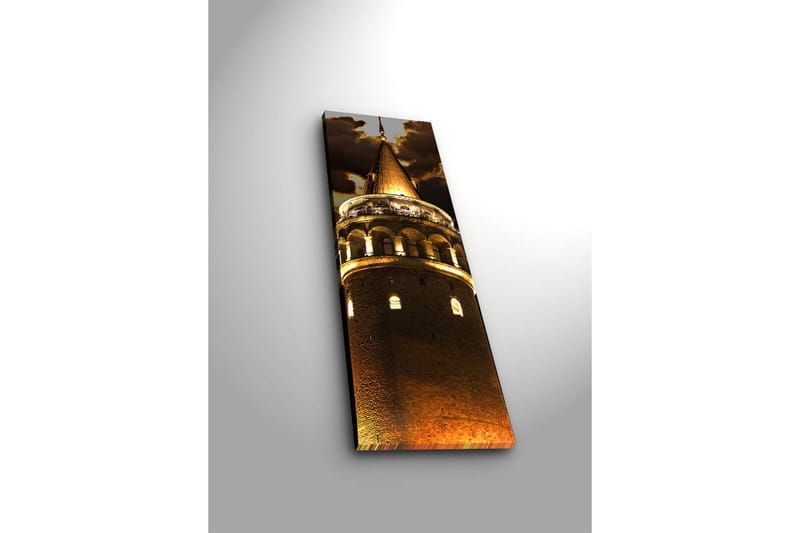 Lerretsbilde med LED-belysning 90x30 cm - Historisk tårn med opplyst spir - Gull / Mørk brun / Svart - Innredning - Bilder & kunst - Lerretsbilder