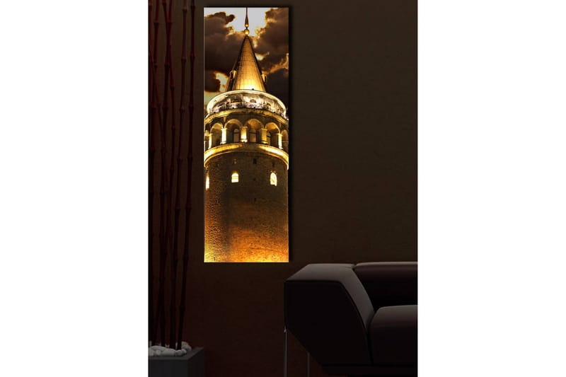 Lerretsbilde med LED-belysning 90x30 cm - Imponerende tårn med gulldetaljer - Gull / Brun - Innredning - Bilder & kunst - Lerretsbilder