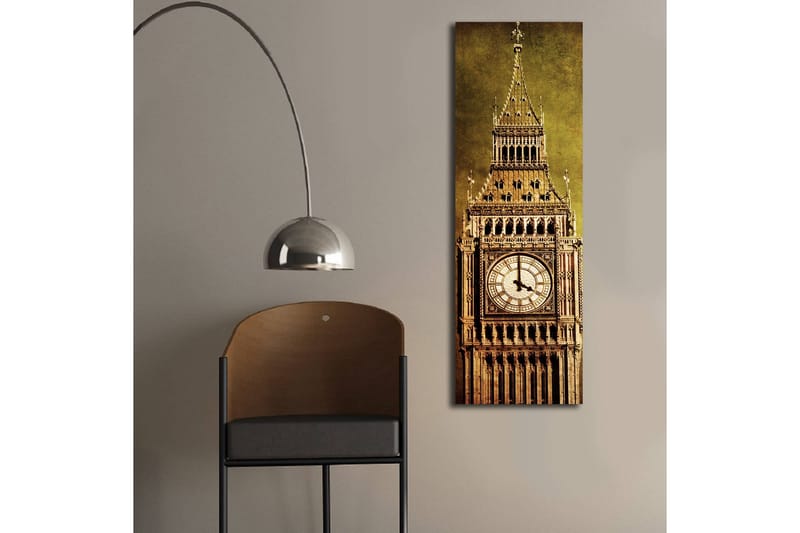 Lerretsbilde med LED-belysning 90x30 cm - Storslått klokketårn med detaljert arkitektur - Gull / Brun / Beige - Innredning - Bilder & kunst - Lerretsbilder