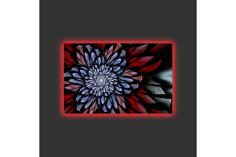 Lerretsbilde med LED-belysning - Abstrakt blomst med dype farger - Mørk blå / Rød / Svart - Innredning - Bilder & kunst - Lerretsbilder