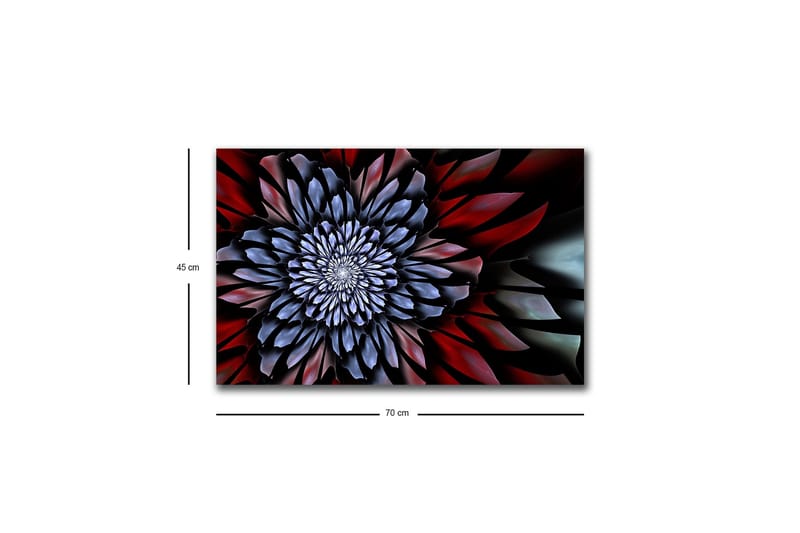 Lerretsbilde med LED-belysning - Abstrakt blomst med dype farger - Mørk blå / Rød / Svart - Innredning - Bilder & kunst - Lerretsbilder