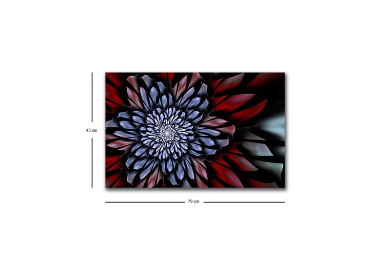 Lerretsbilde med LED-belysning - Abstrakt blomst med dype farger - Mørk blå / Rød / Svart - Innredning - Bilder & kunst - Lerretsbilder