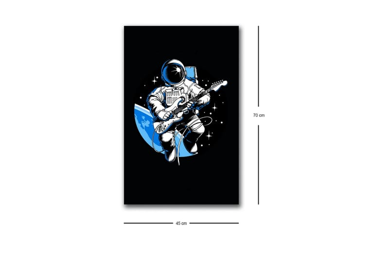 Lerretsbilde med LED-belysning - Astronaut spiller gitar i rommet - Svart / Blå / Hvit - Innredning - Bilder & kunst - Lerretsbilder