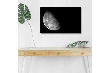 Lerretsbilde med LED-belysning - Detaljert overflate av månen mot svart bakgrunn - Grå / Svart - Innredning - Bilder & kunst - Lerretsbilder