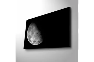 Lerretsbilde med LED-belysning - Detaljert overflate av månen mot svart bakgrunn - Grå / Svart - Innredning - Bilder & kunst - Lerretsbilder