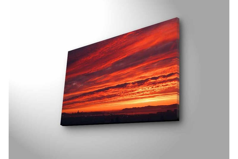 Lerretsbilde med LED-belysning - Dramatisk solnedgang med intense farger - Rød / Oransje / Lilla - Innredning - Bilder & kunst - Lerretsbilder
