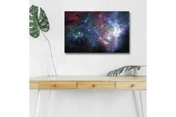 Lerretsbilde med LED-belysning - Fargerik galakse med stjerner og tåker - Blå / Lilla / Rød - Innredning - Bilder & kunst - Lerretsbilder