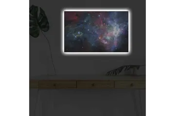 Lerretsbilde med LED-belysning - Fargerik galakse med stjerner og tåker - Blå / Lilla / Rød - Innredning - Bilder & kunst - Lerretsbilder