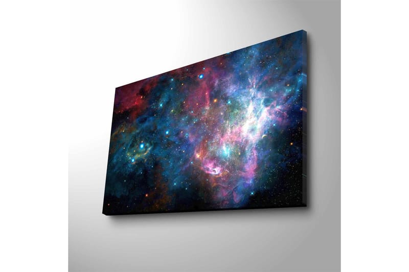 Lerretsbilde med LED-belysning - Fargerik galakse med stjerner og tåker - Blå / Lilla / Rød - Innredning - Bilder & kunst - Lerretsbilder