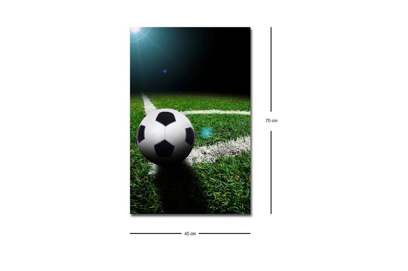 Lerretsbilde med LED-belysning - Fotball på grønn plen - Grønn / Svart / Hvit - Innredning - Bilder & kunst - Lerretsbilder