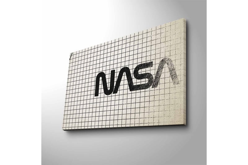 Lerretsbilde med LED-belysning - Grafisk fremstilling av NASA-logoen på et rutete mønster - Svart / Hvit / Grå - Innredning - Bilder & kunst - Lerretsbilder