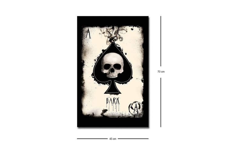 Lerretsbilde med LED-belysning - Hodeskalle i spadeform med mørke elementer - Svart / Hvit / Grå - Innredning - Bilder & kunst - Lerretsbilder