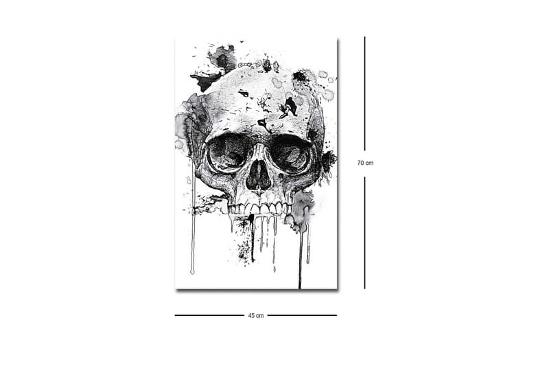 Lerretsbilde med LED-belysning - Hodeskalle med abstrakte blekkdetaljer - Svart / Grå - Innredning - Bilder & kunst - Lerretsbilder