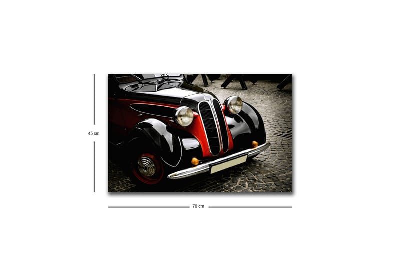 Lerretsbilde med LED-belysning - Klassisk bil med retrodesign - Svart / Rød / Sølv - Innredning - Bilder & kunst - Lerretsbilder