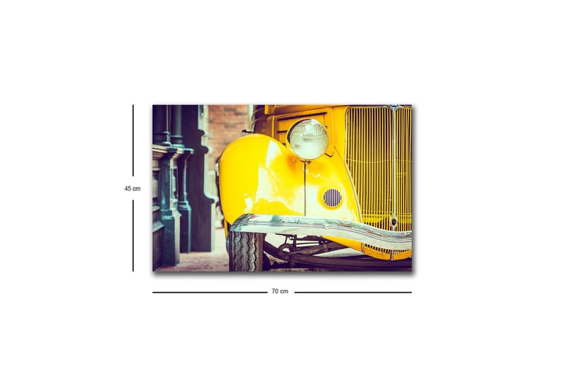 Lerretsbilde med LED-belysning - Klassisk gul bil med retrodesign - Gul / Svart / Grå - Innredning - Bilder & kunst - Lerretsbilder