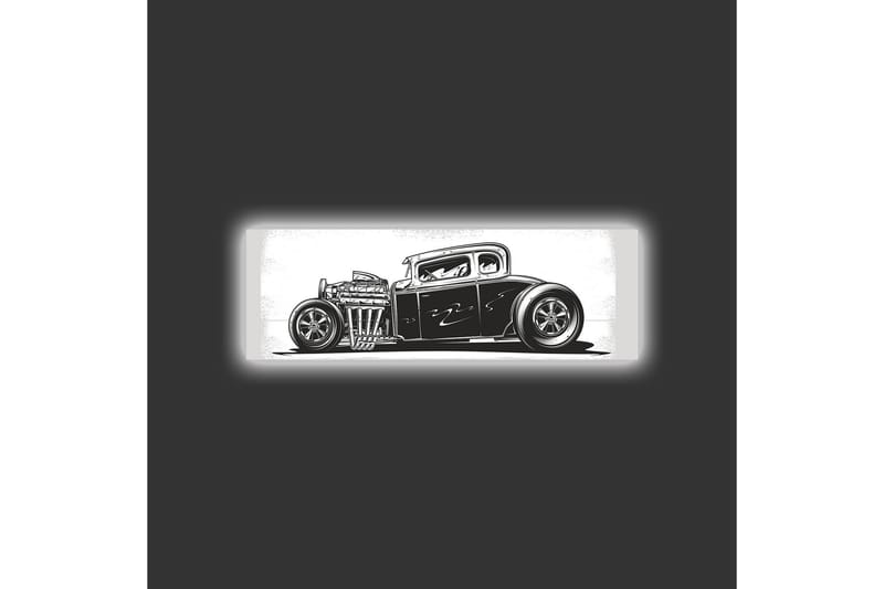 Lerretsbilde med LED-belysning - Klassisk hot rod-bil i svart-hvitt - Svart / Hvit - Innredning - Bilder & kunst - Lerretsbilder