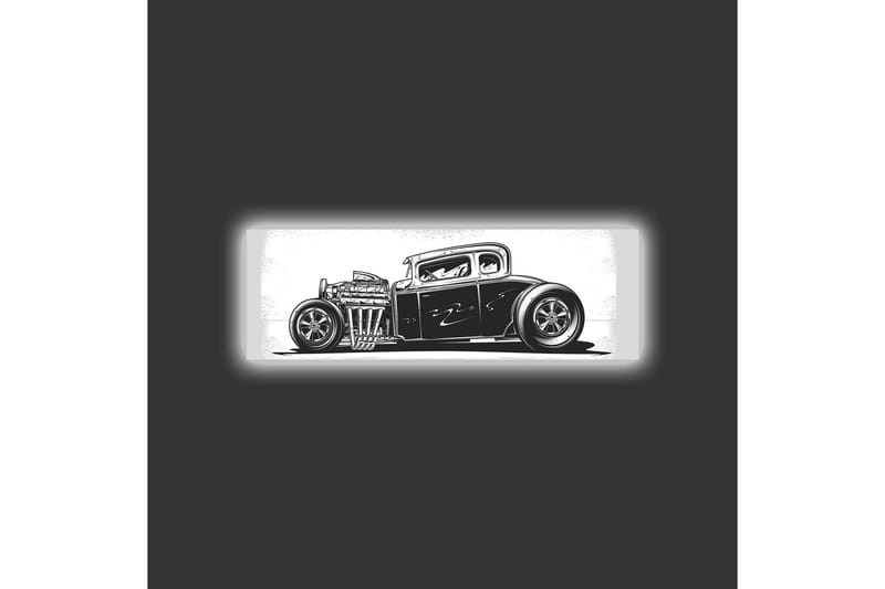 Lerretsbilde med LED-belysning - Klassisk hot rod-bil i svart-hvitt - Svart / Hvit - Innredning - Bilder & kunst - Lerretsbilder