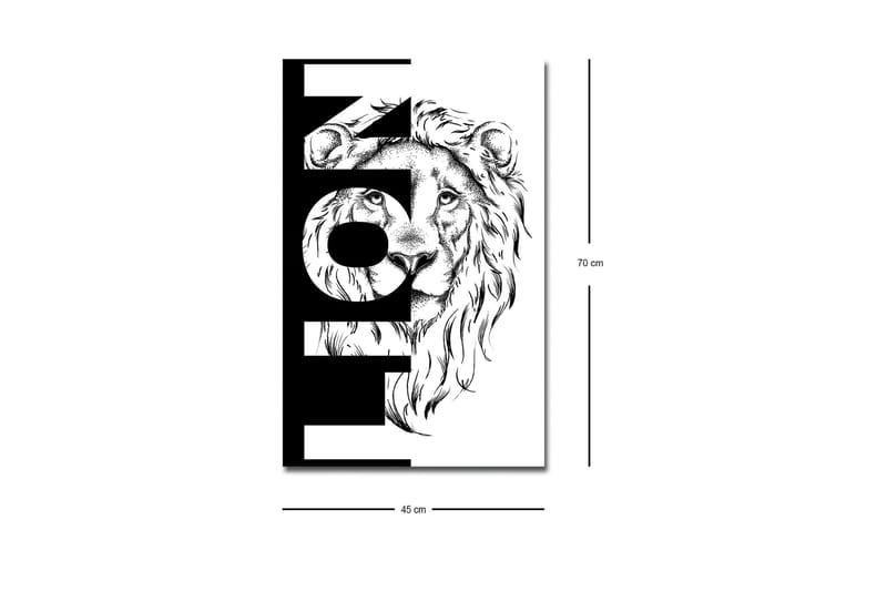 Lerretsbilde med LED-belysning - Løvehode med grafiske elementer - Svart / Hvit - Innredning - Bilder & kunst - Lerretsbilder