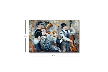 Lerretsbilde med LED-belysning - Musikalsk opptreden med tre musikere som spiller - Mørk blå / Oransje / Hvit - Innredning - Bilder & kunst - Lerretsbilder