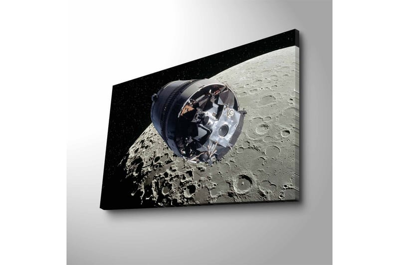 Lerretsbilde med LED-belysning - Romfartøy i bane rundt månen - Grå / Svart / Sølv - Innredning - Bilder & kunst - Lerretsbilder