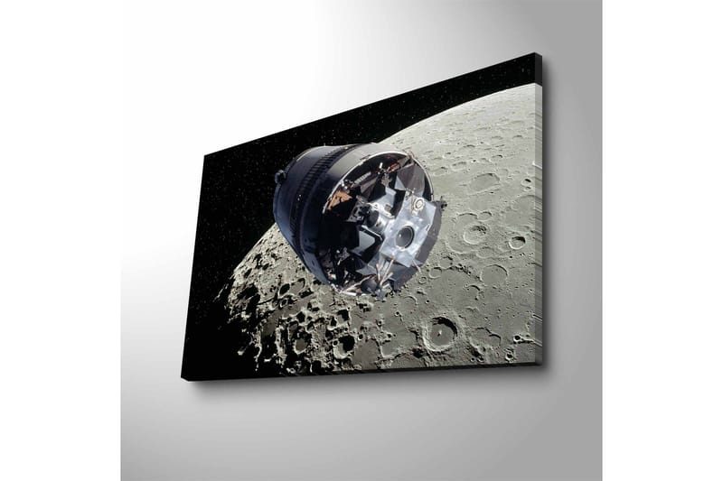 Lerretsbilde med LED-belysning - Romfartøy i bane rundt månen - Grå / Svart / Sølv - Innredning - Bilder & kunst - Lerretsbilder