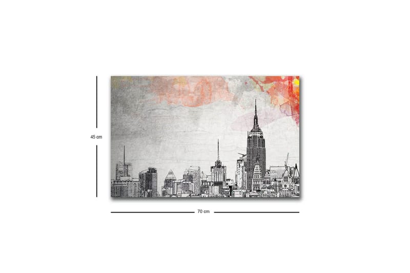 Lerretsbilde med LED-belysning - Silhuett av en by med ikoniske bygninger i svart-hvitt - Svart / Grå / Lys rosa - Innredning - Bilder & kunst - Lerretsbilder