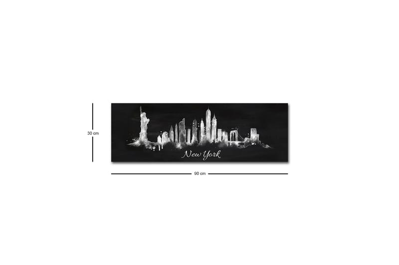 Lerretsbilde med LED-belysning - Silhuett av New Yorks skyline i svart-hvitt - Svart / Hvit - Innredning - Bilder & kunst - Lerretsbilder
