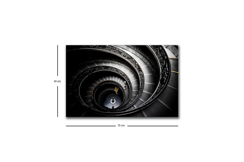 Lerretsbilde med LED-belysning - Spiraltrapp med elegante detaljer - Svart / Grå / Gul - Innredning - Bilder & kunst - Lerretsbilder