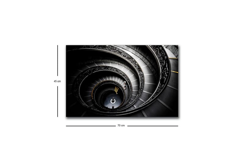 Lerretsbilde med LED-belysning - Spiraltrapp med elegante detaljer - Svart / Grå / Gul - Innredning - Bilder & kunst - Lerretsbilder