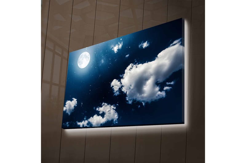 Lerretsbilde med LED-belysning - Statlig rosa tre i en fargerik eng - nan - Innredning - Bilder & kunst - Lerretsbilder