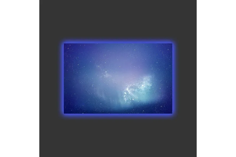 Lerretsbilde med LED-belysning - Stjernegalakse i dyp blå og lilla - Dyp blå / Lilla / Turkis - Innredning - Bilder & kunst - Lerretsbilder