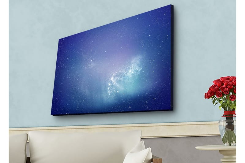 Lerretsbilde med LED-belysning - Stjernegalakse i dyp blå og lilla, Dyp blå / Lilla / Turkis