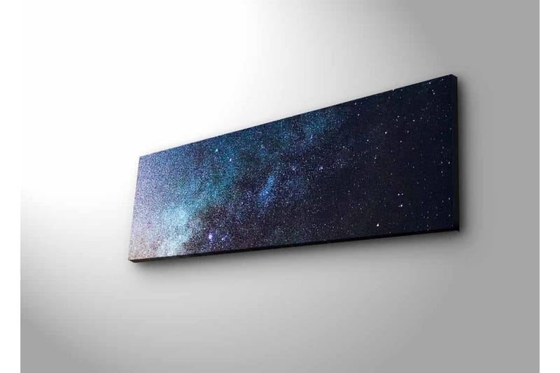 Lerretsbilde med LED-belysning - Stjernehimmel med galakser og stjerner - Mørk blå / Svart / Lys blå - Innredning - Bilder & kunst - Lerretsbilder